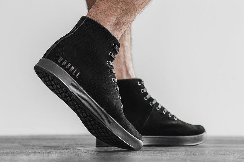 Black Nobull High-Top Suede Men's Trainers | CA N1351W